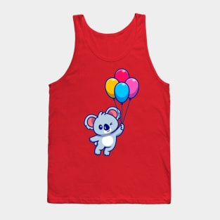 Cute koala floating with balloon Tank Top